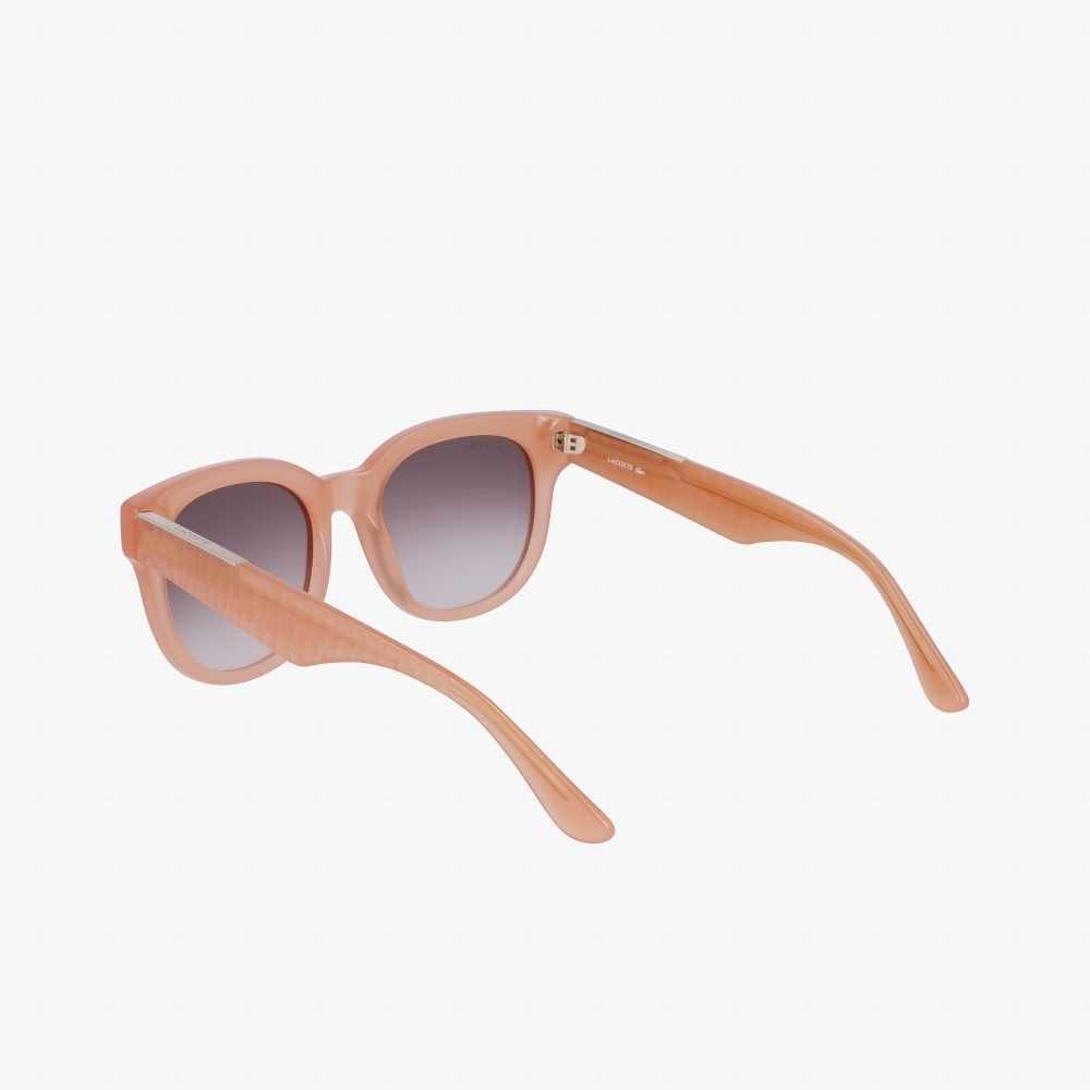 Lacoste Oval Acetate Croco Skin Sunglasses Rose | ITA-935428