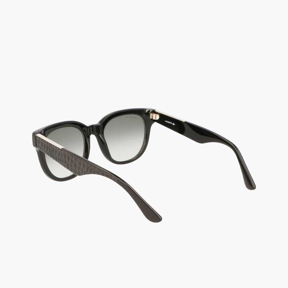 Lacoste Oval Acetate Croco Skin Sunglasses Matt Black | VAX-675012