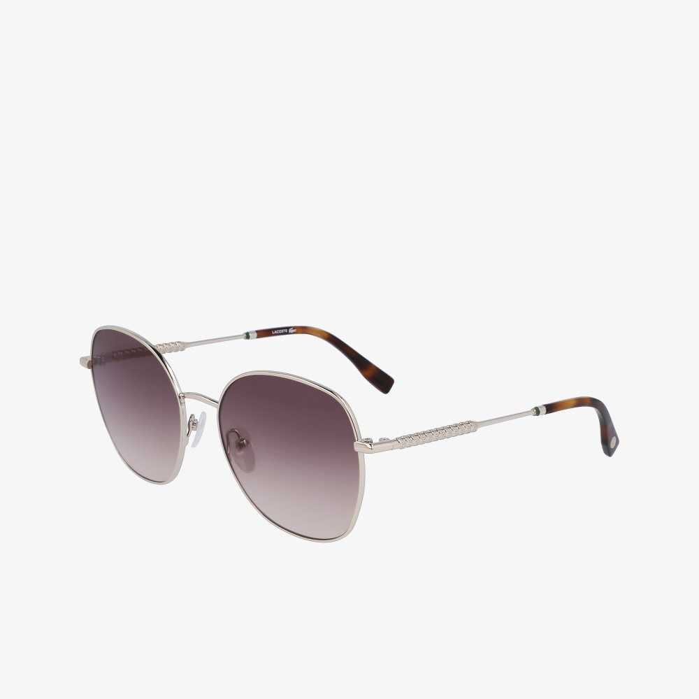 Lacoste Oval Metal Neoheritage Sunglasses Light Gold | EFB-164527