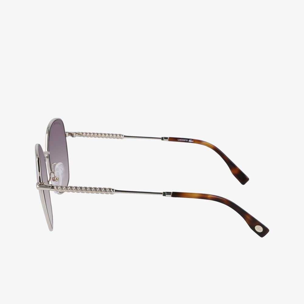 Lacoste Oval Metal Neoheritage Sunglasses Light Gold | EFB-164527