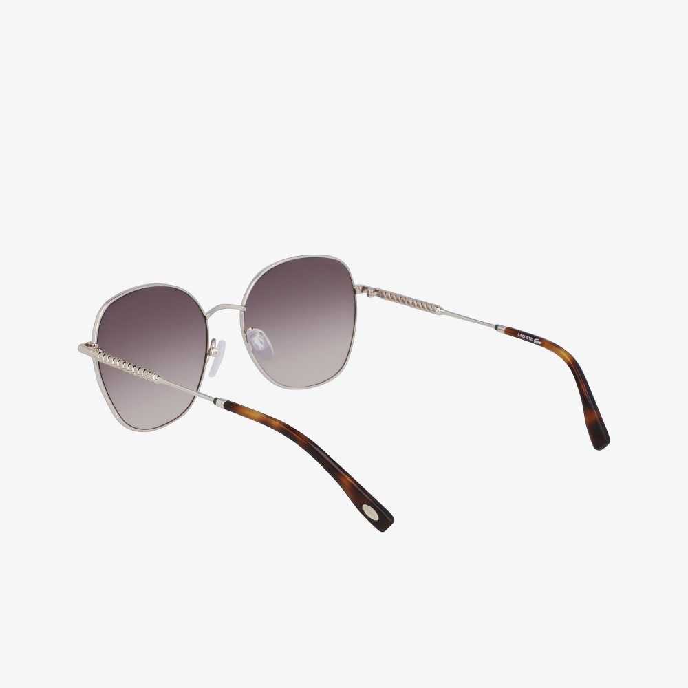 Lacoste Oval Metal Neoheritage Sunglasses Light Gold | EFB-164527