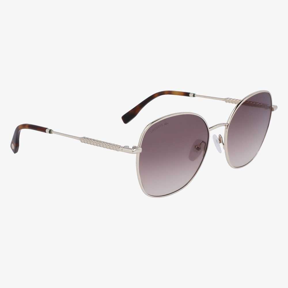 Lacoste Oval Metal Neoheritage Sunglasses Light Gold | EFB-164527