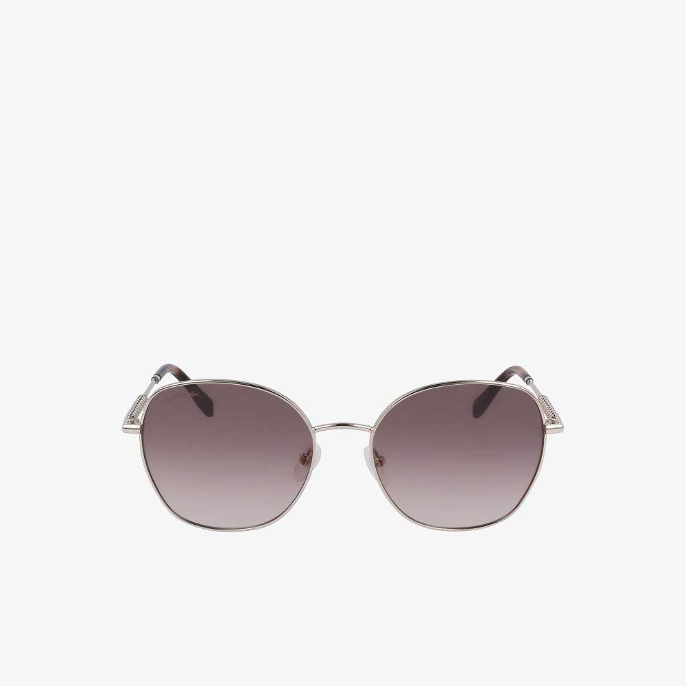 Lacoste Oval Metal Neoheritage Sunglasses Light Gold | EFB-164527