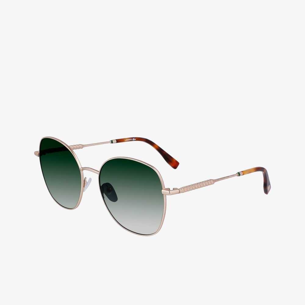 Lacoste Oval Metal Neoheritage Sunglasses Matte Gold | UYE-568410