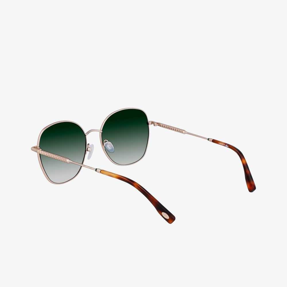 Lacoste Oval Metal Neoheritage Sunglasses Matte Gold | UYE-568410