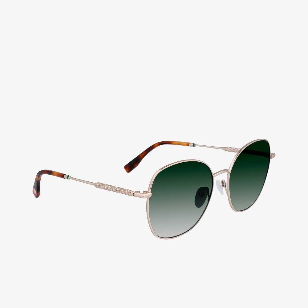 Lacoste Oval Metal Neoheritage Sunglasses Matte Gold | UYE-568410