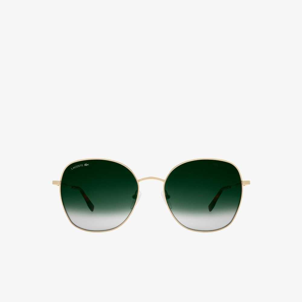 Lacoste Oval Metal Neoheritage Sunglasses Matte Gold | UYE-568410