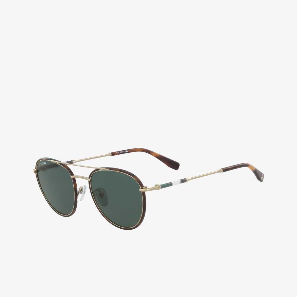 Lacoste Oval Metal Novak Djokovic Collection Sunglasses Shiny Gold | AHQ-637185