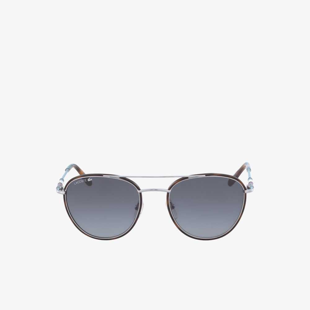 Lacoste Oval Metal Novak Djokovic Collection Sunglasses Matte Silver | NIA-539480