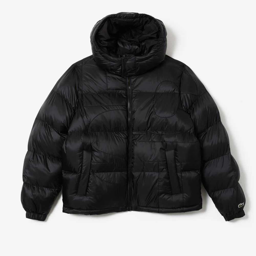 Lacoste Oversized Branded Water-Repellent Jacket Black | NDH-430625