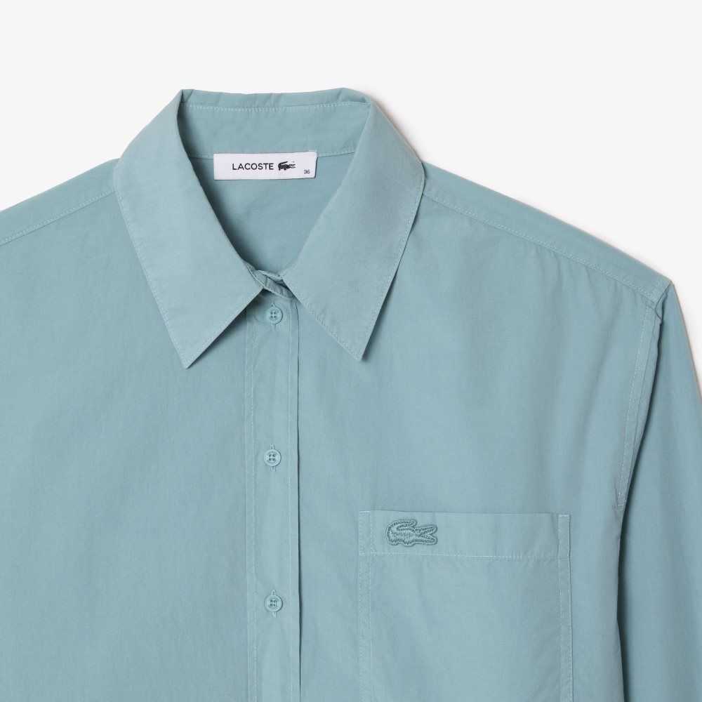 Lacoste Oversized Cotton Poplin Shirt Blue | EJO-923154