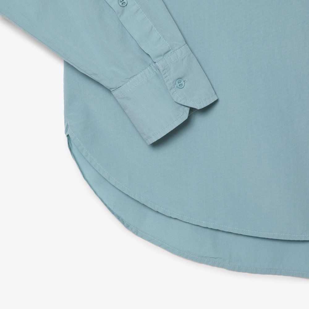 Lacoste Oversized Cotton Poplin Shirt Blue | EJO-923154