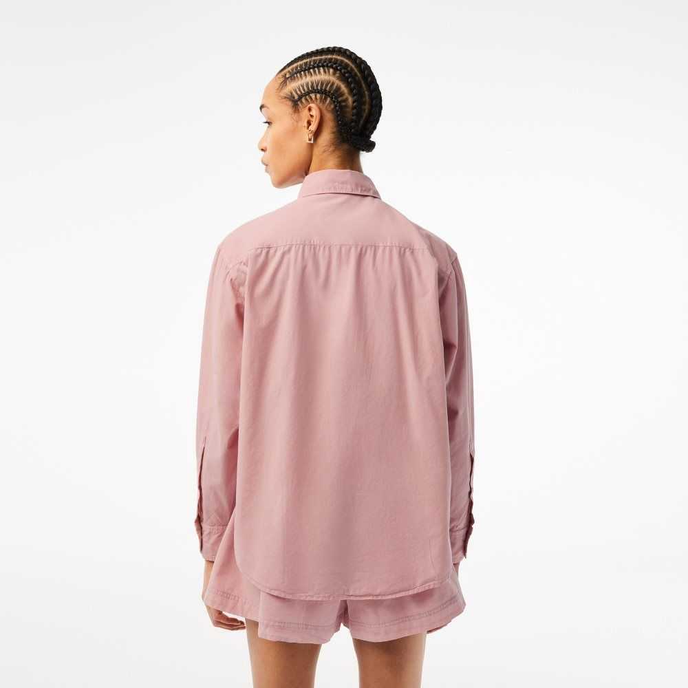 Lacoste Oversized Cotton Poplin Shirt Pink | JAH-845120