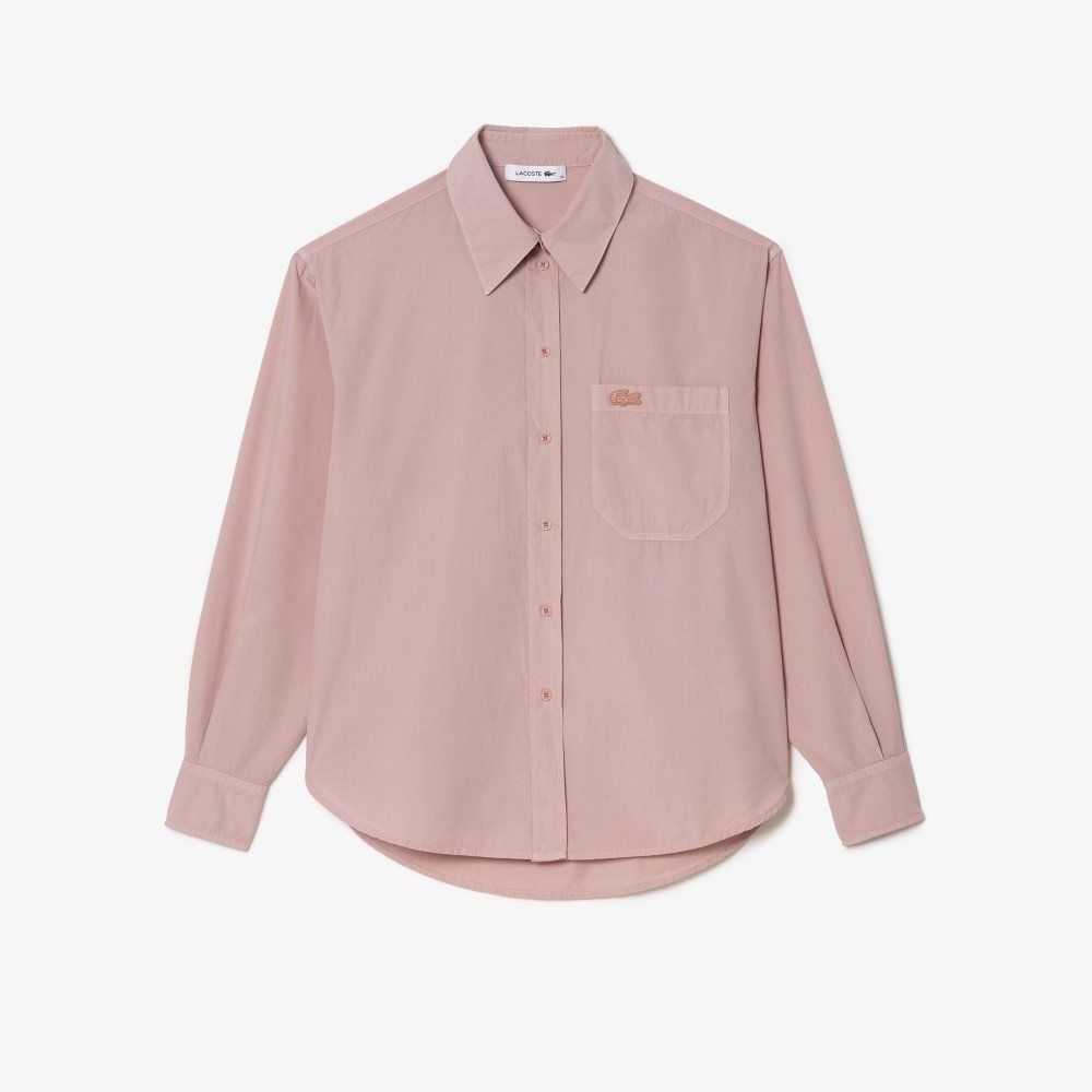 Lacoste Oversized Cotton Poplin Shirt Pink | JAH-845120