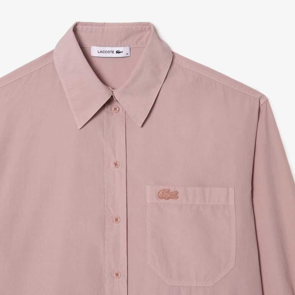 Lacoste Oversized Cotton Poplin Shirt Pink | JAH-845120