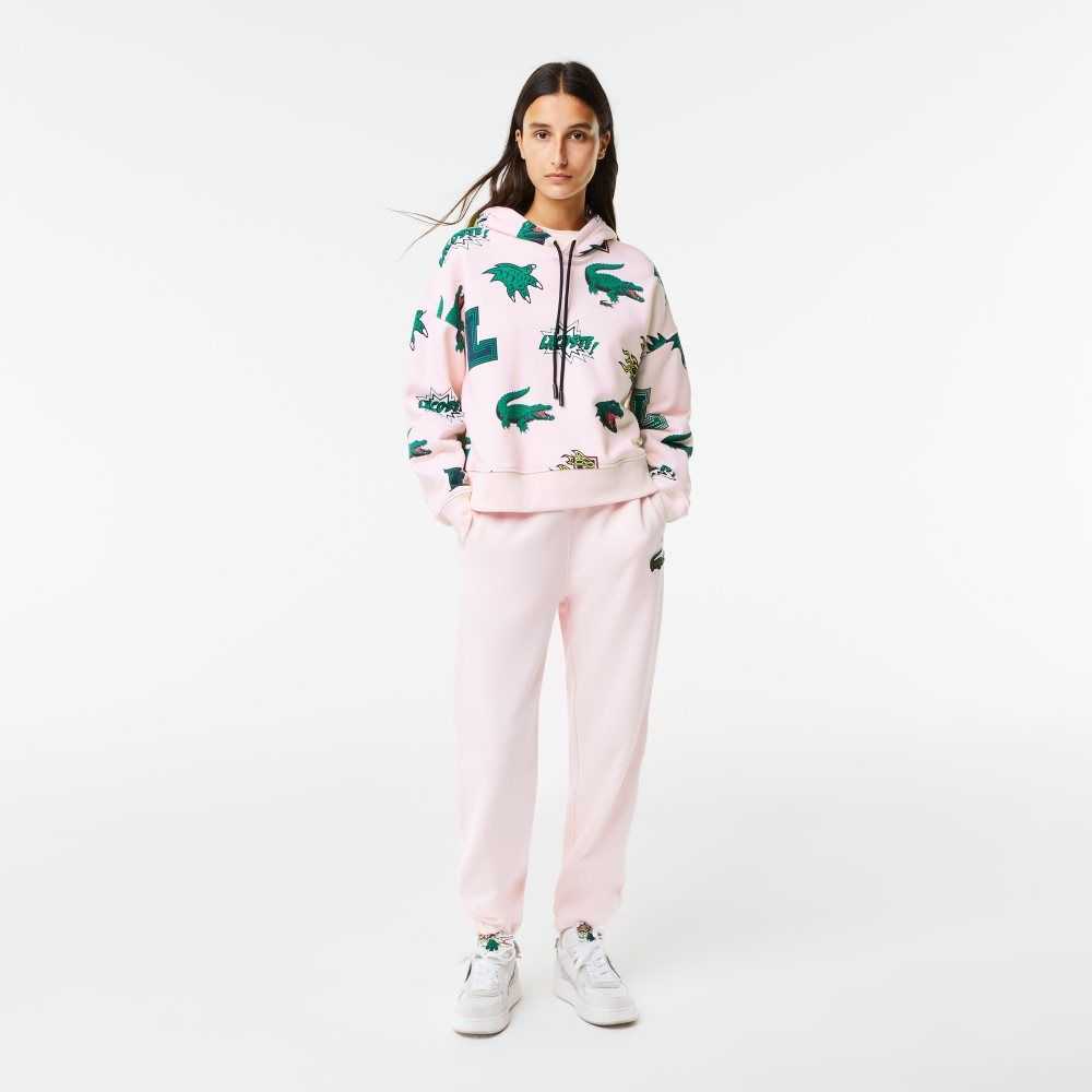 Lacoste Oversized Hooded Fleece Sweatshirt Light Pink | XFV-142796