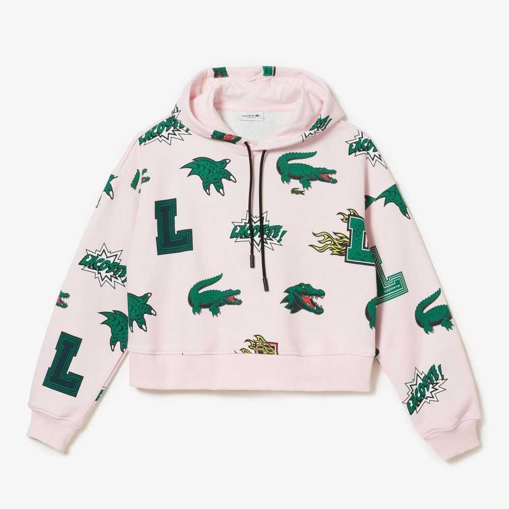 Lacoste Oversized Hooded Fleece Sweatshirt Light Pink | XFV-142796