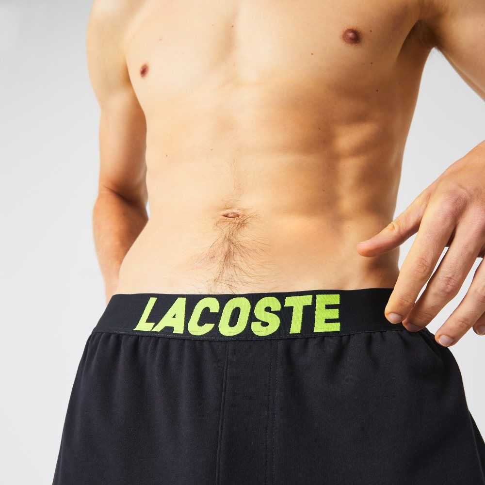 Lacoste Oversized Logo Fleece Pajama Pants Dark Grey / White / Yellow | VNB-953081