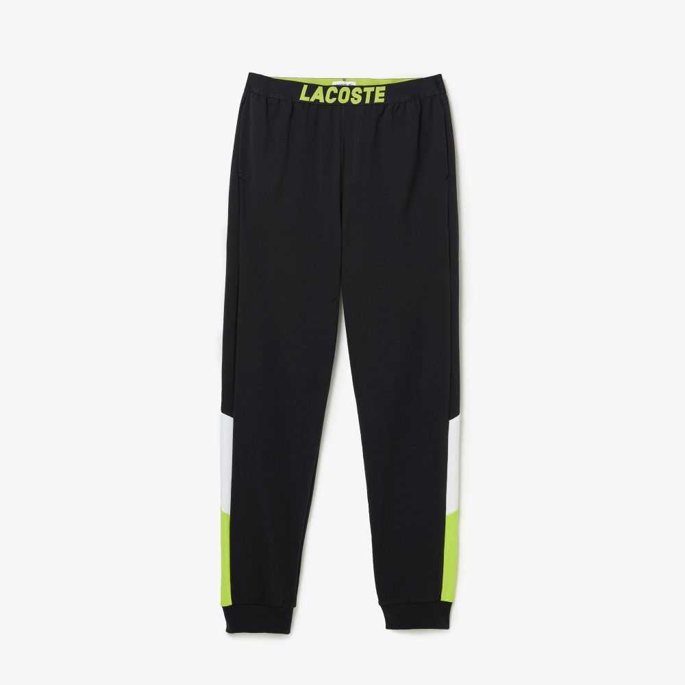 Lacoste Oversized Logo Fleece Pajama Pants Dark Grey / White / Yellow | VNB-953081