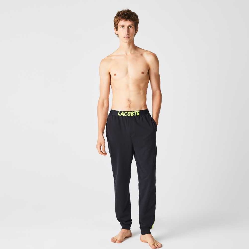 Lacoste Oversized Logo Fleece Pajama Pants Dark Grey / White / Yellow | VNB-953081