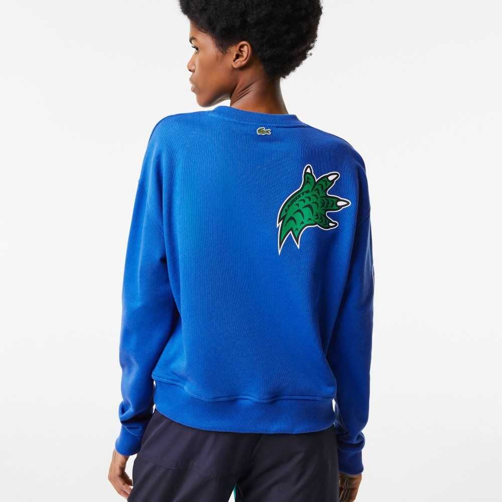 Lacoste Oversized Print And Branded Sweatshirt Blue | YOT-452031