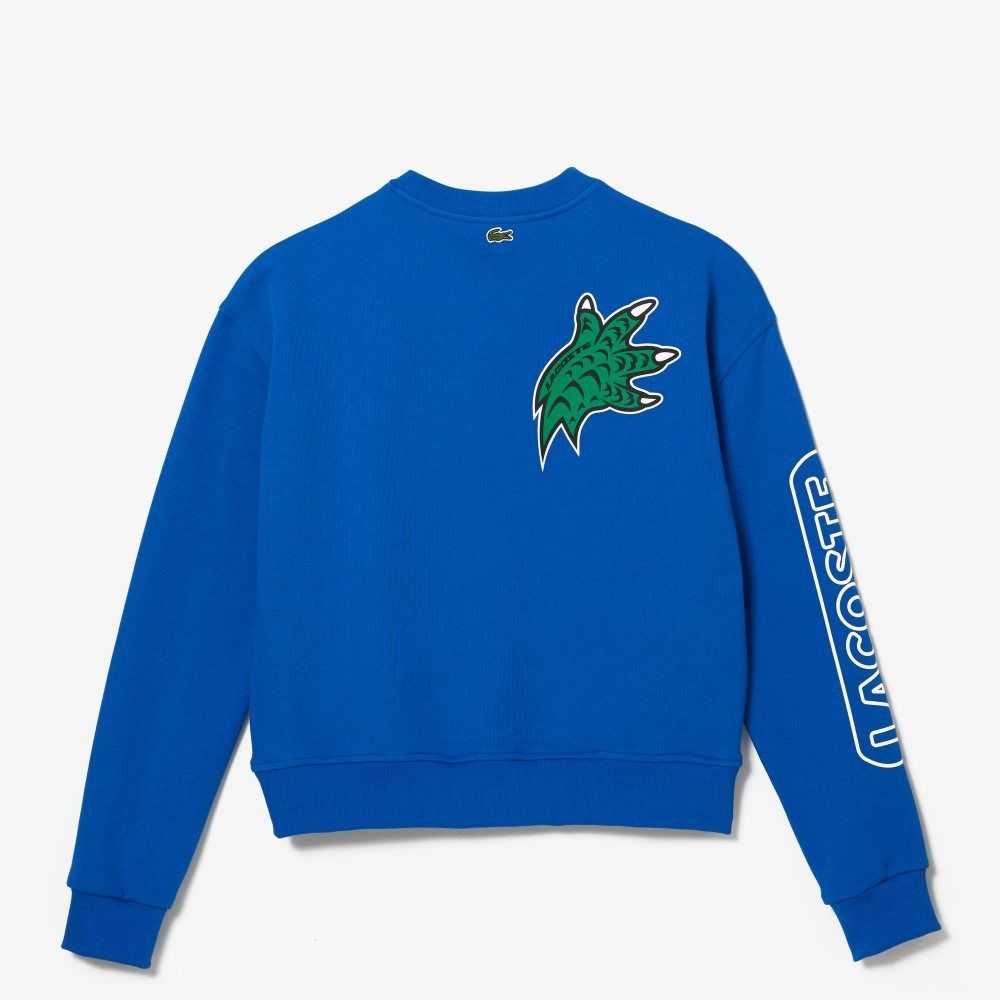 Lacoste Oversized Print And Branded Sweatshirt Blue | YOT-452031