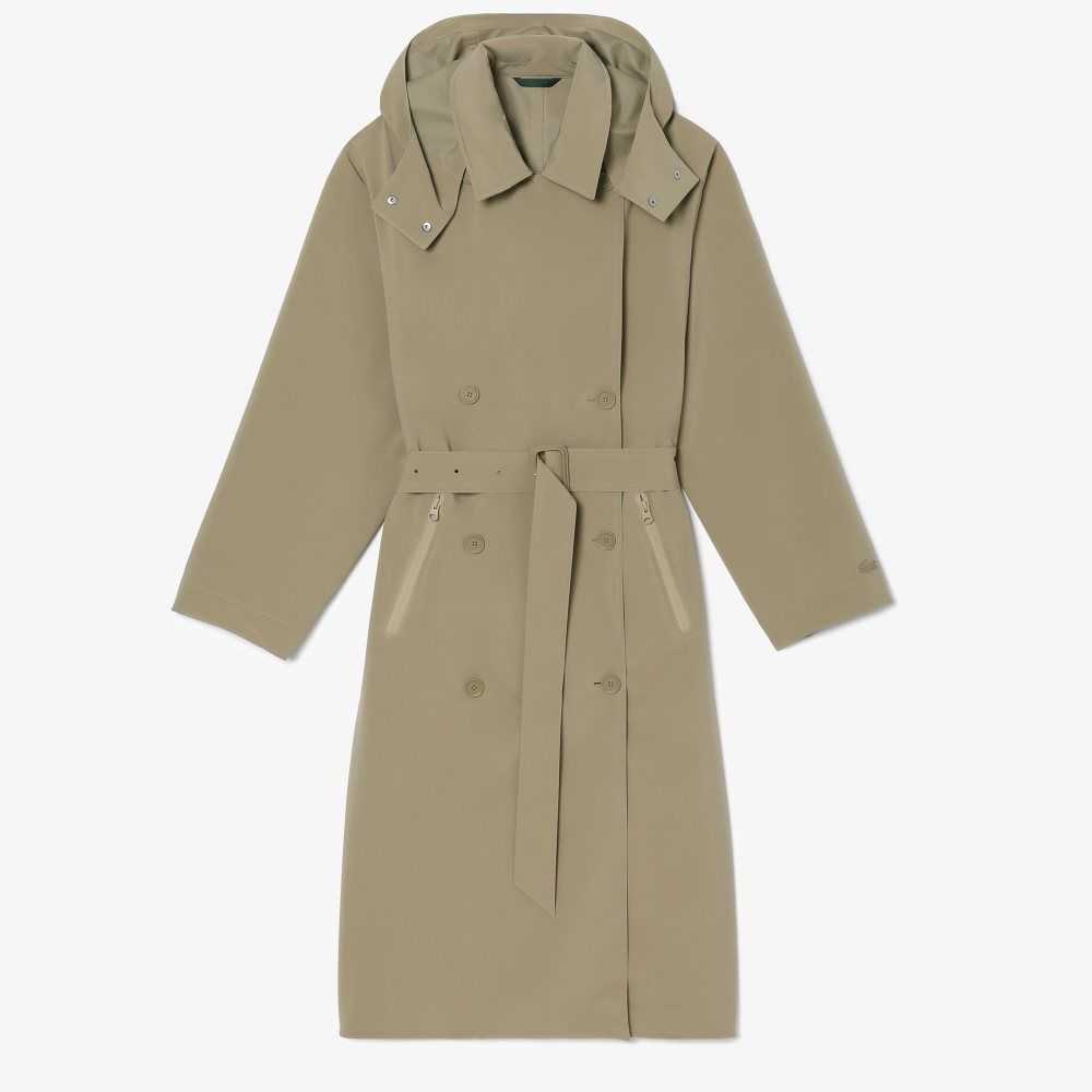 Lacoste Oversized Trench Coat Beige | EAW-467821