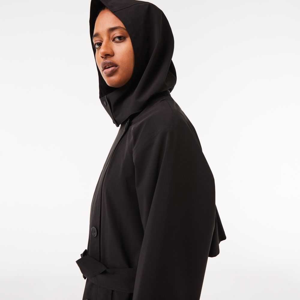 Lacoste Oversized Trench Coat Black | CNL-908756