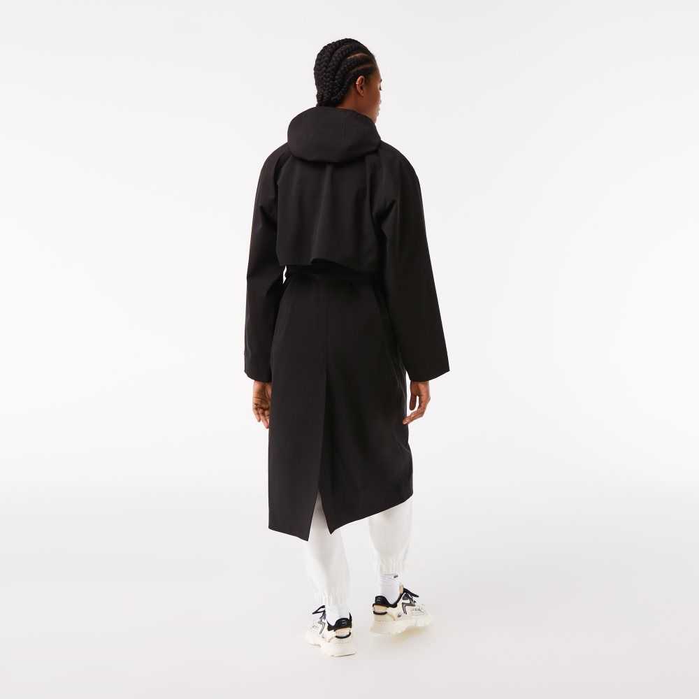 Lacoste Oversized Trench Coat Black | CNL-908756