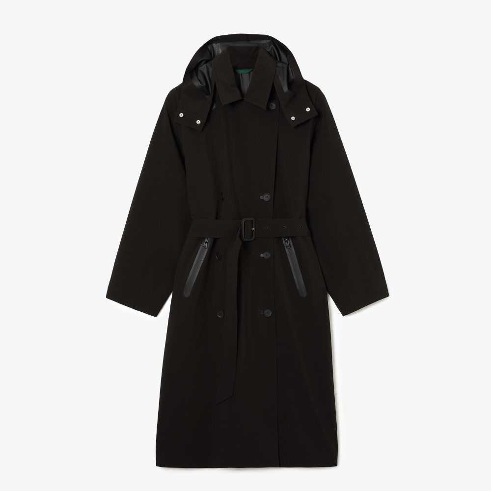 Lacoste Oversized Trench Coat Black | CNL-908756