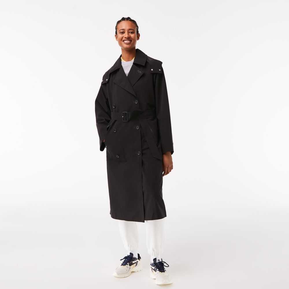 Lacoste Oversized Trench Coat Black | CNL-908756