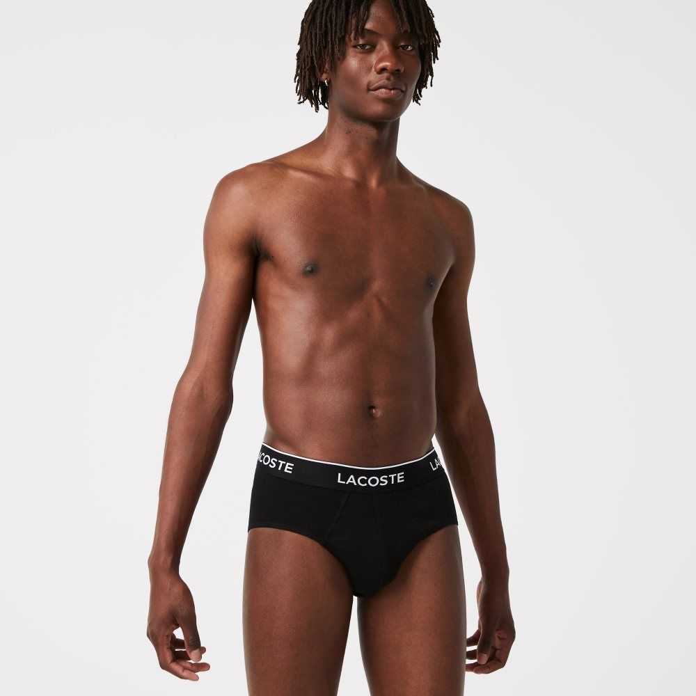 Lacoste Pack Of 3 Casual Briefs Black | OGI-961053