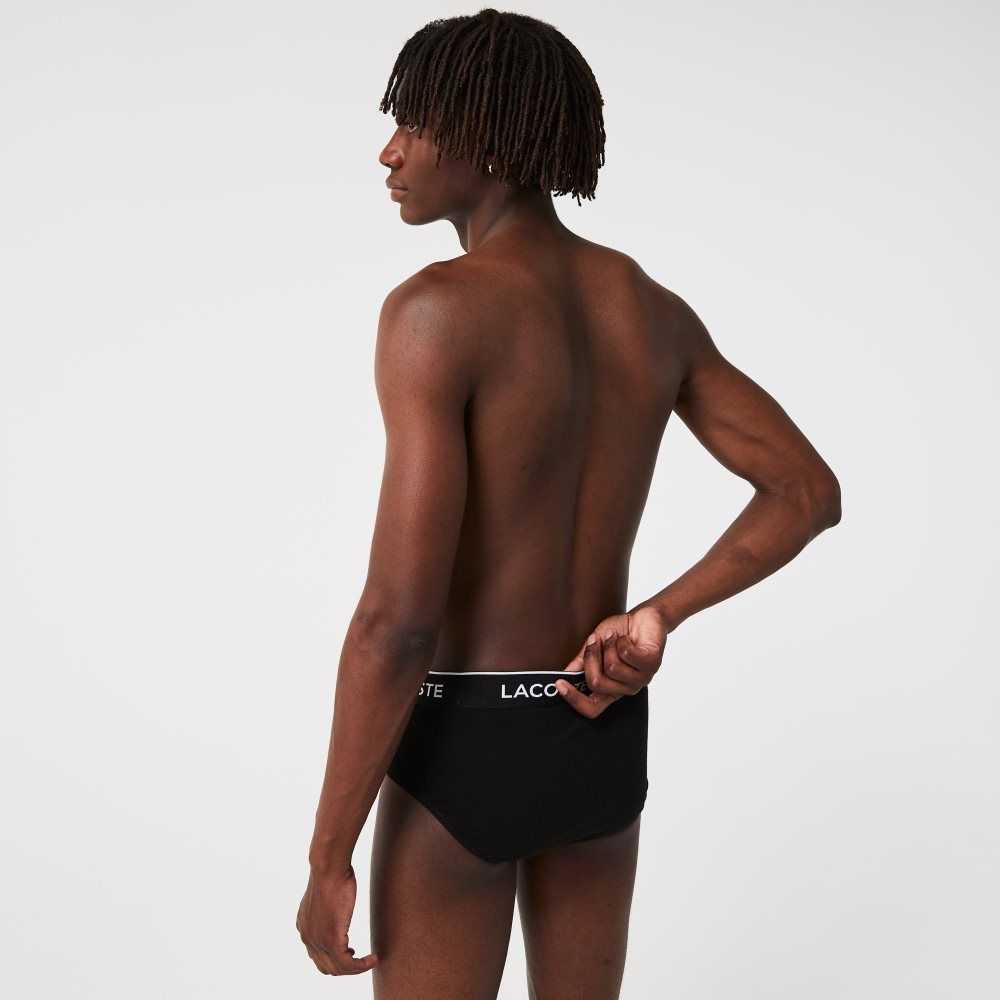 Lacoste Pack Of 3 Casual Briefs Black | OGI-961053