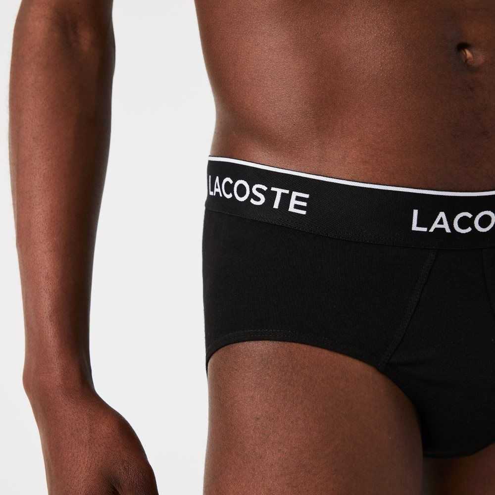 Lacoste Pack Of 3 Casual Briefs Black | OGI-961053