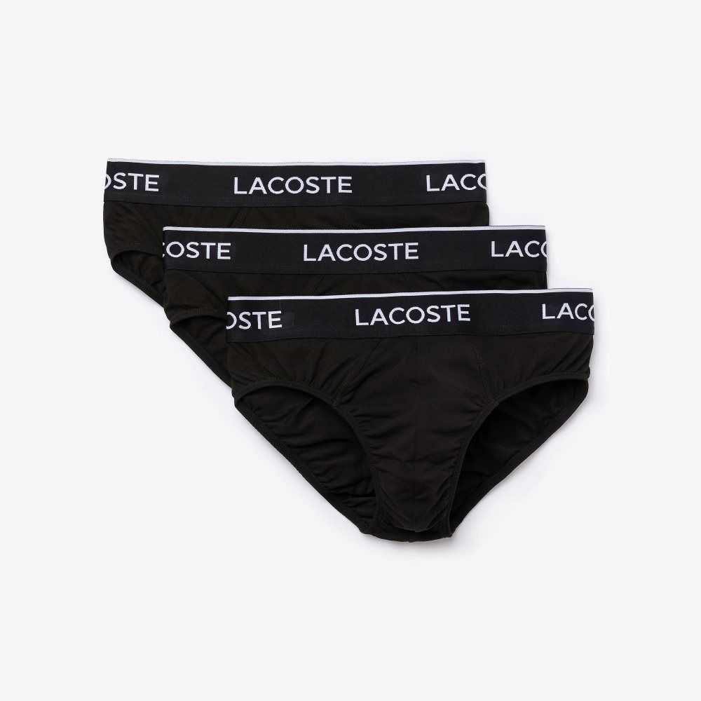 Lacoste Pack Of 3 Casual Briefs Black | OGI-961053