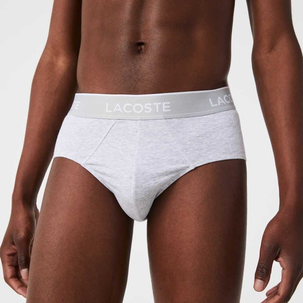 Lacoste Pack Of 3 Casual Briefs Black / White / Grey Chine | QPG-031925