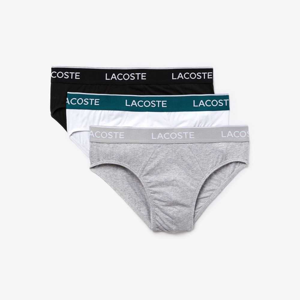 Lacoste Pack Of 3 Casual Briefs Black / White / Grey Chine | QPG-031925