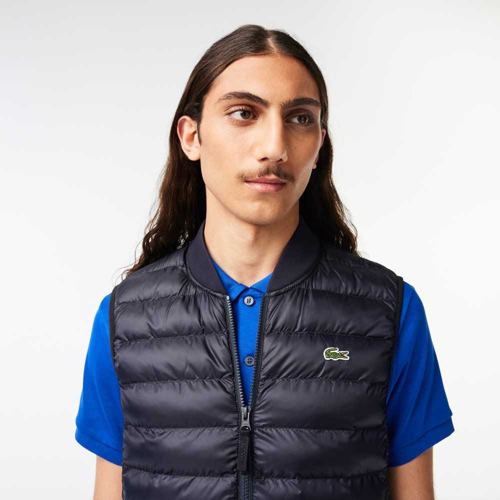 Lacoste Padded Water-Repellent Vest Navy Blue | XYD-769243