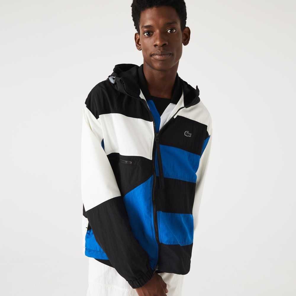 Lacoste Patchwork Effect Jacket Black / Blue / White | NTY-538409