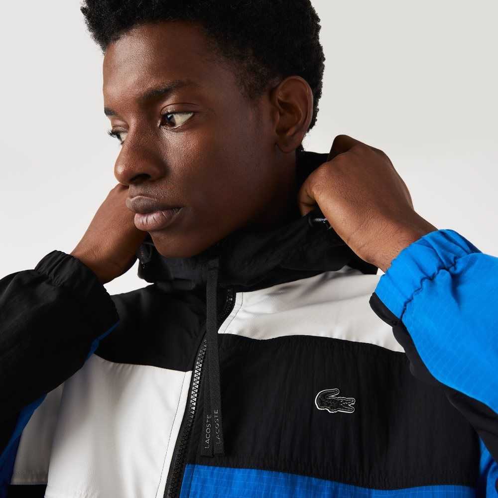 Lacoste Patchwork Effect Jacket Black / Blue / White | NTY-538409