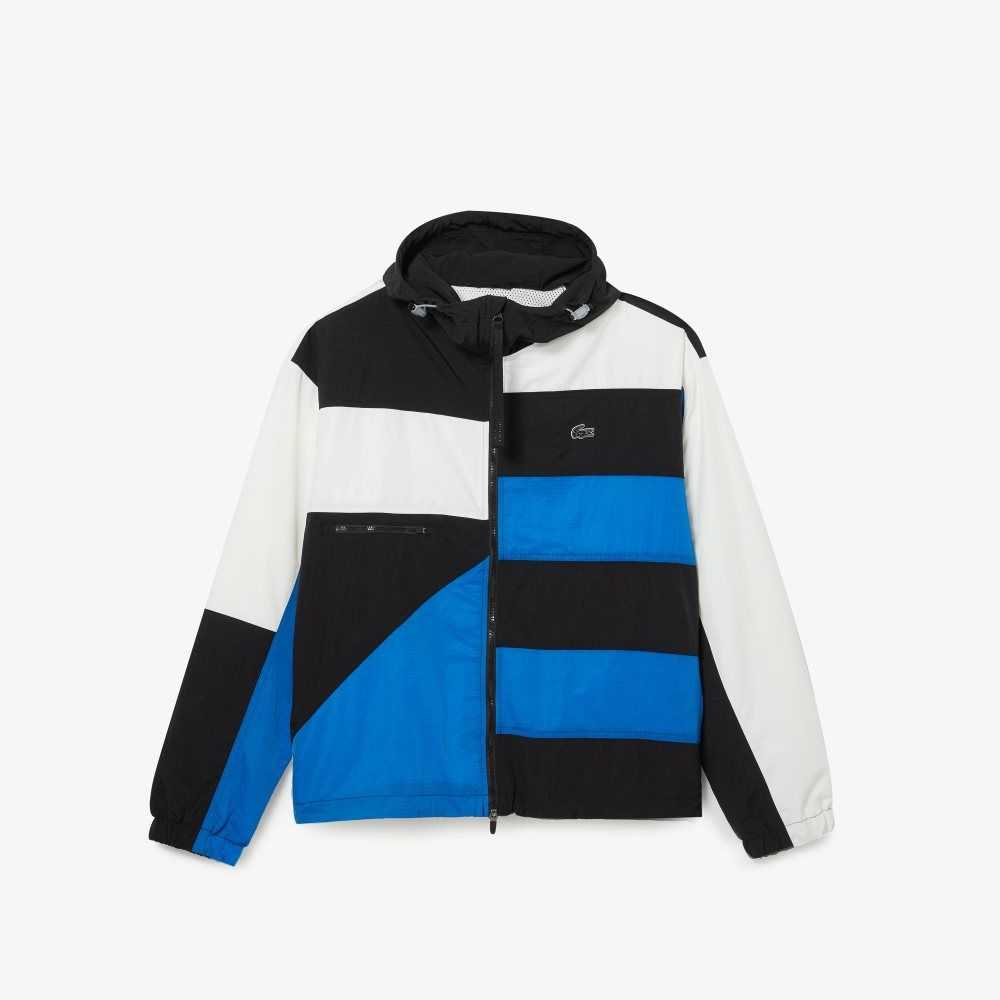 Lacoste Patchwork Effect Jacket Black / Blue / White | NTY-538409