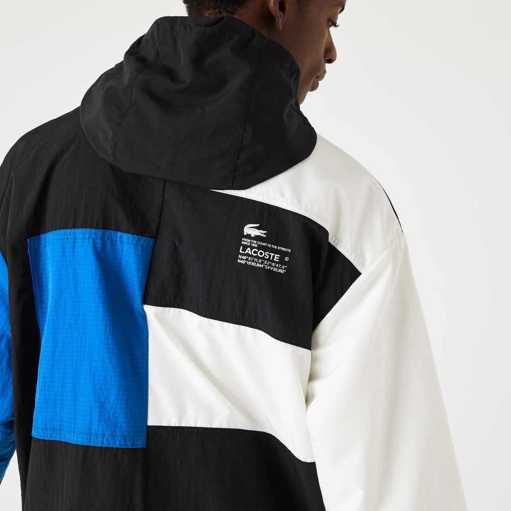 Lacoste Patchwork Effect Jacket Black / Blue / White | NTY-538409