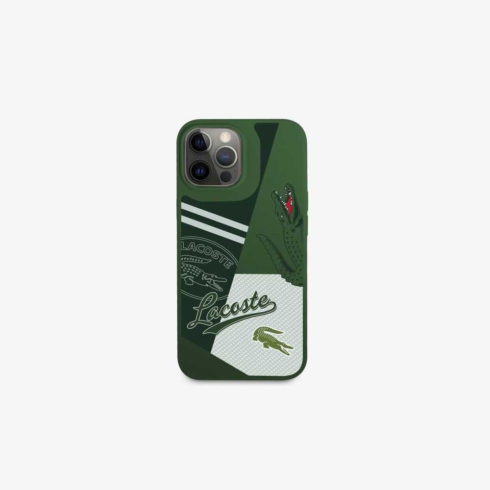 Lacoste Patchwork Print iPhone 14 Pro Case Vert 132 | DXE-178562