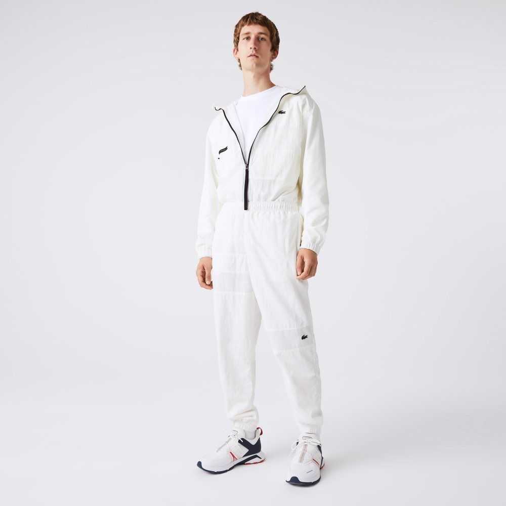 Lacoste Patchwork Water-Repellent Trackpants White | SJN-932056