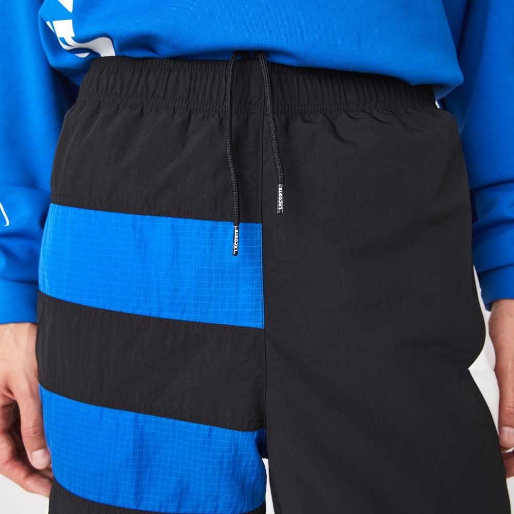 Lacoste Patchwork Water-Repellent Trackpants Black / Blue / White | ZDW-249076