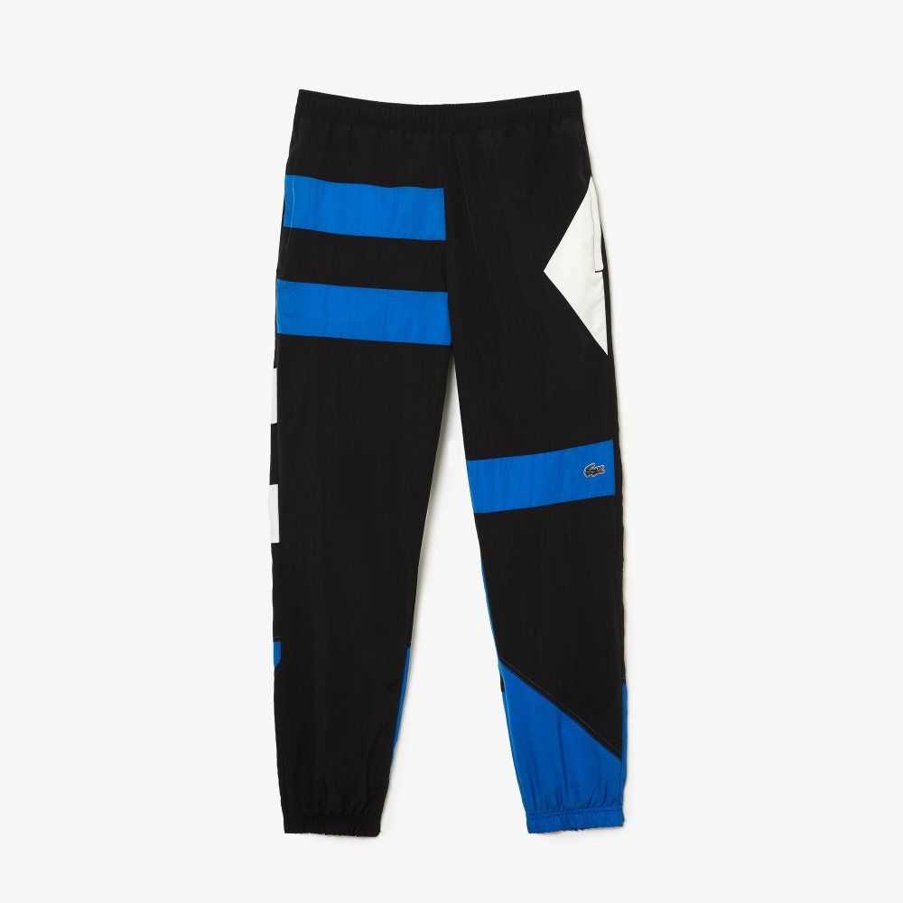 Lacoste Patchwork Water-Repellent Trackpants Black / Blue / White | ZDW-249076