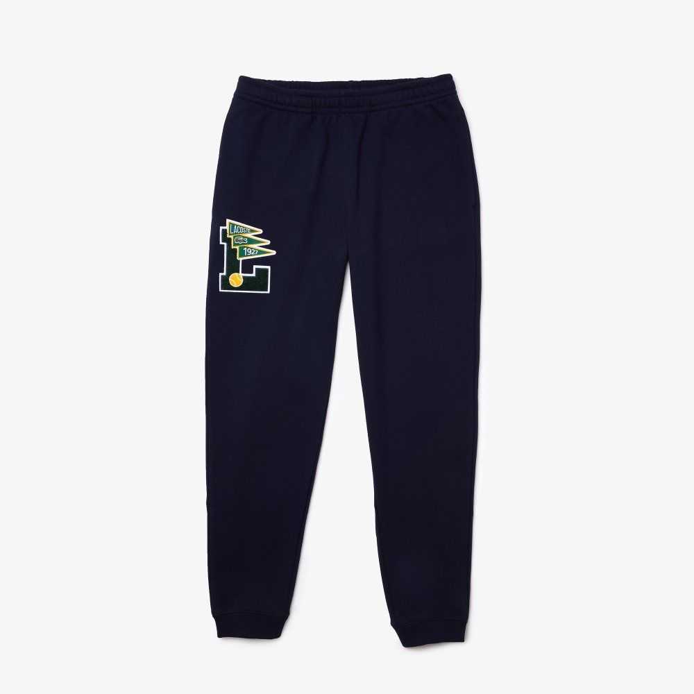 Lacoste Pennants L Badge Fleece Tracksuit Pants Navy Blue | NZJ-982534