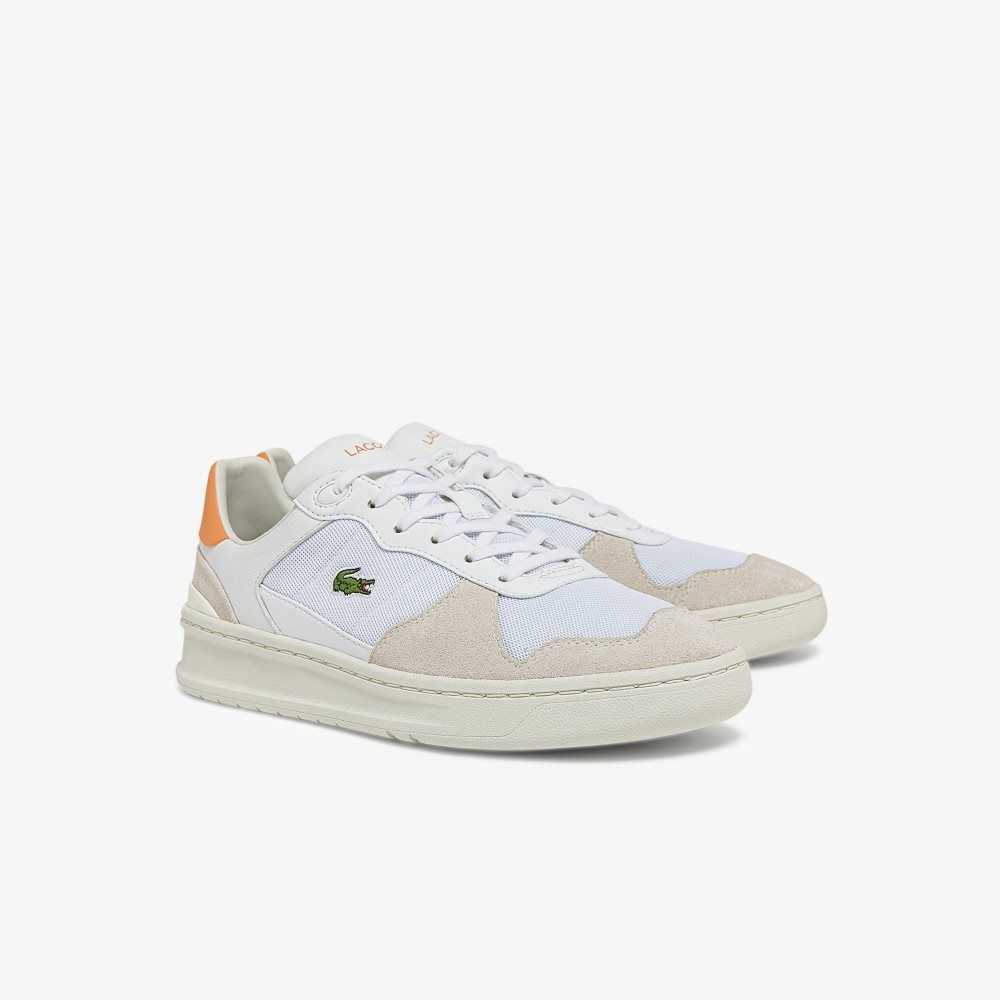 Lacoste Perf-Shot Suede Sneakers White/Orange | WYO-614298