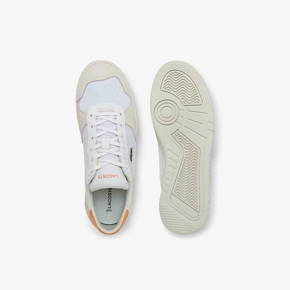 Lacoste Perf-Shot Suede Sneakers White/Orange | WYO-614298