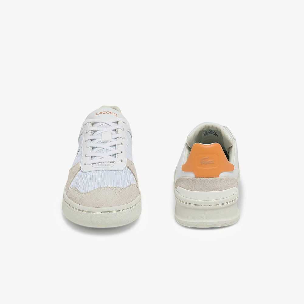 Lacoste Perf-Shot Suede Sneakers White/Orange | WYO-614298